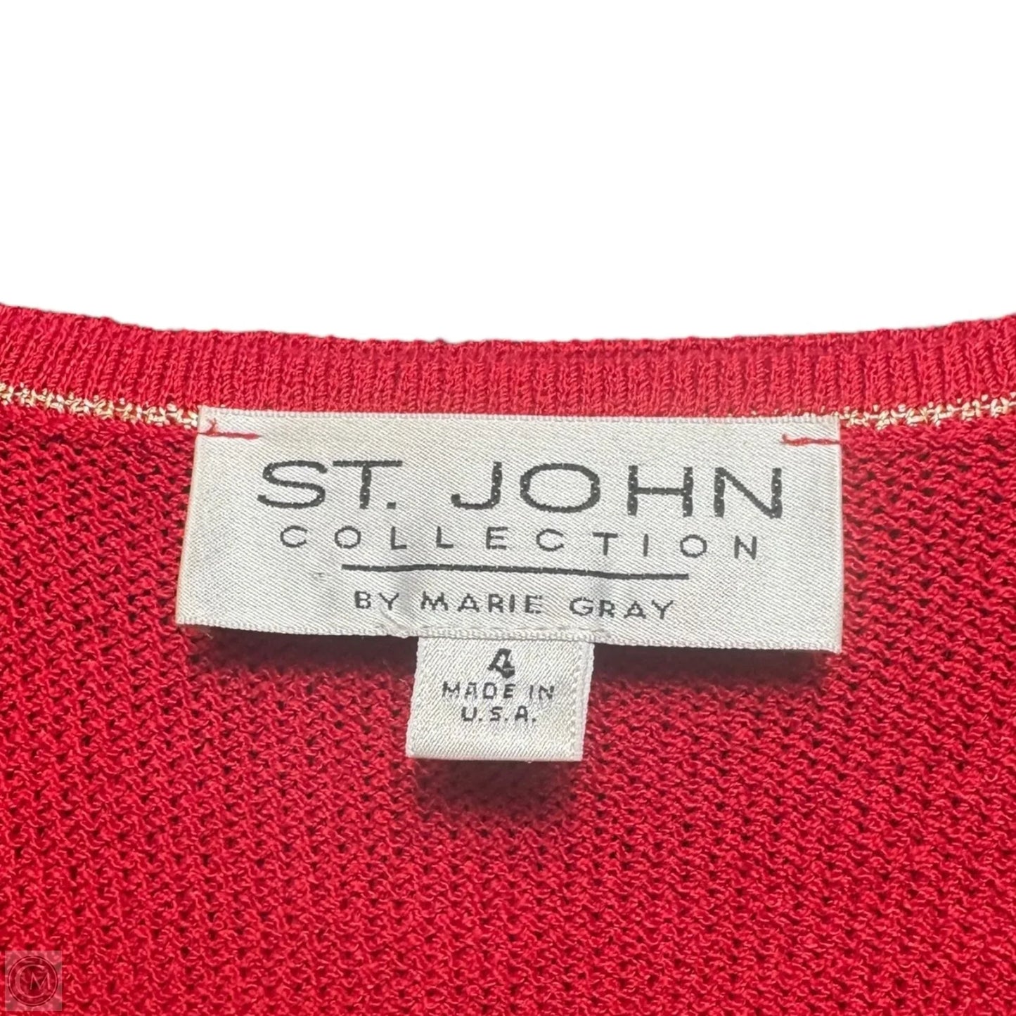 Sweater Cardigan Luxury Designer By St John Collection In Red, Size: 4