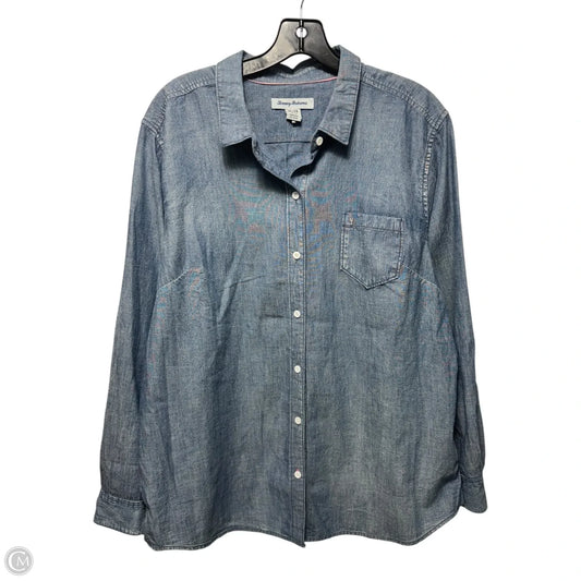 Embroidered Top Long Sleeve By Tommy Bahama In Blue Denim, Size: Xl
