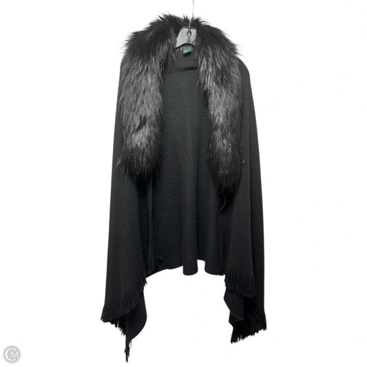 Faux Fur Collar Shawl By Lauren By Ralph Lauren In Black, Size: Osfm