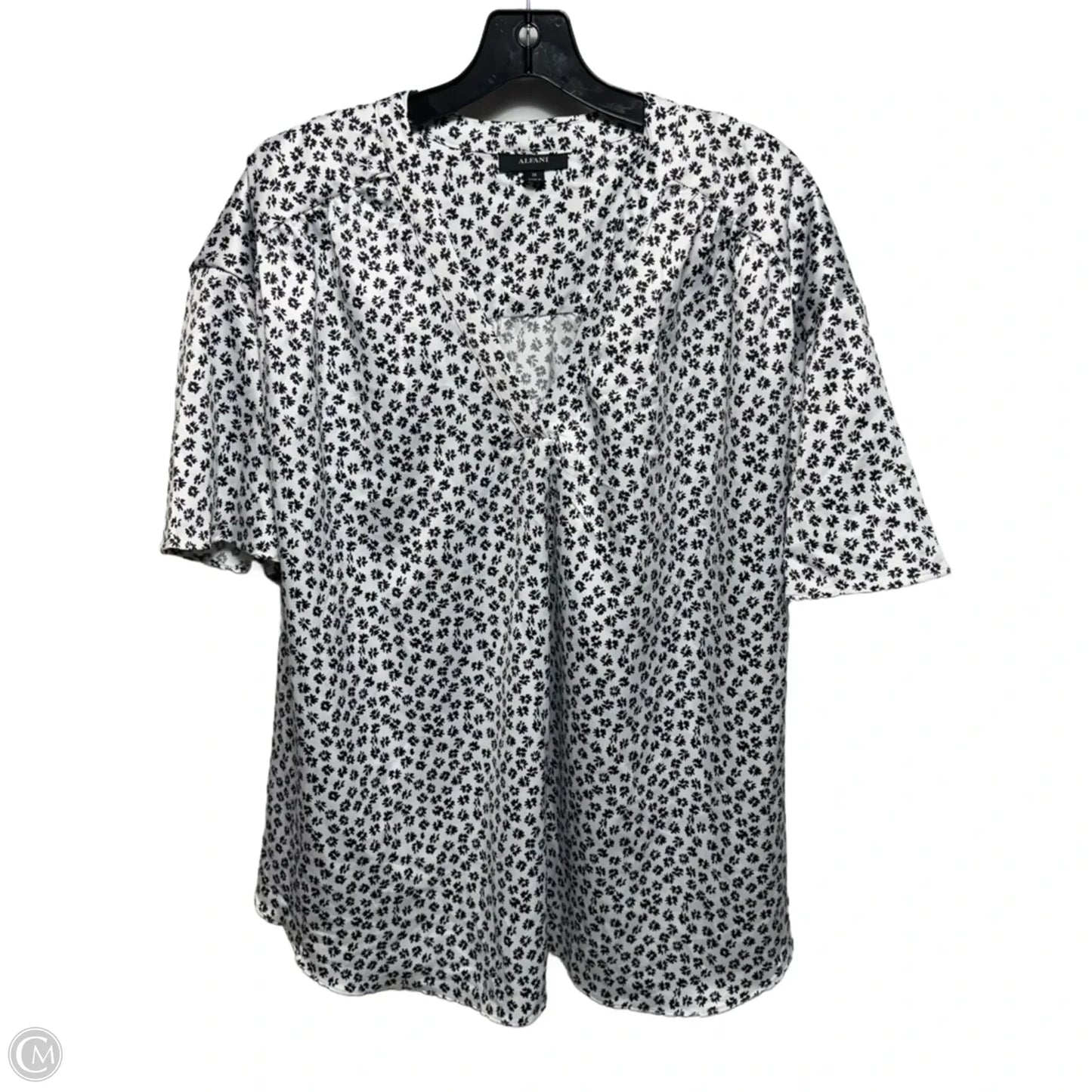 Top Short Sleeve By Alfani In Black & White, Size: 3x
