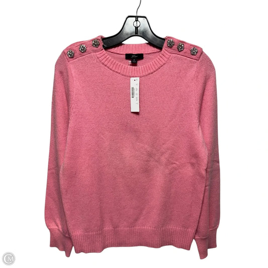 Rhinestone Button Wool Blend Sweater By J. Crew In Pink, Size: S
