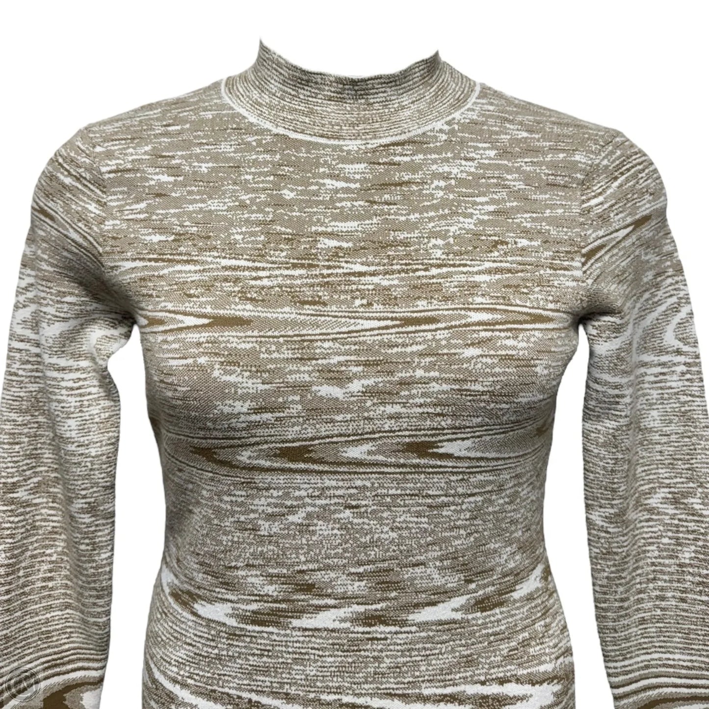 Knit Mock Neck Dress Sweater By Rosetta Getty Collective In Tan & White, Size: M