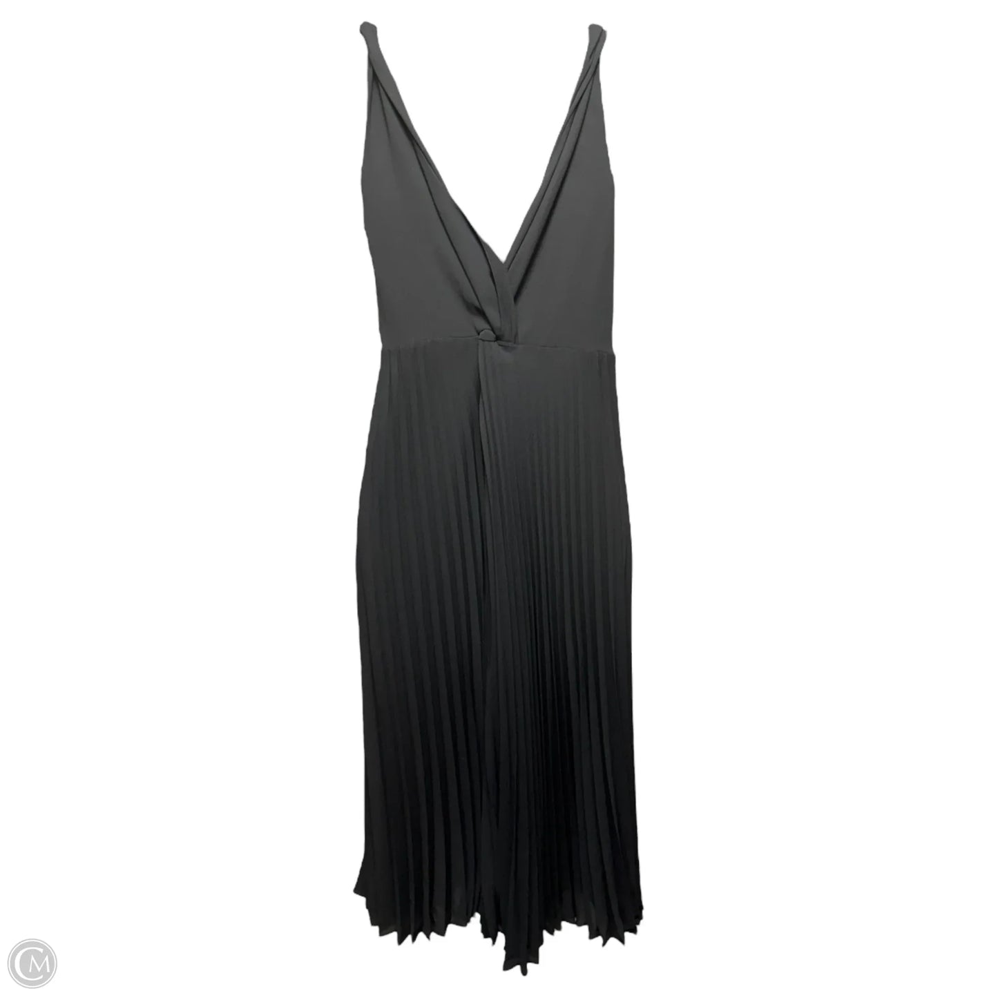 Pleated Twist-Front Sleeveless Midi Dress By Vince In Black, Size: 0