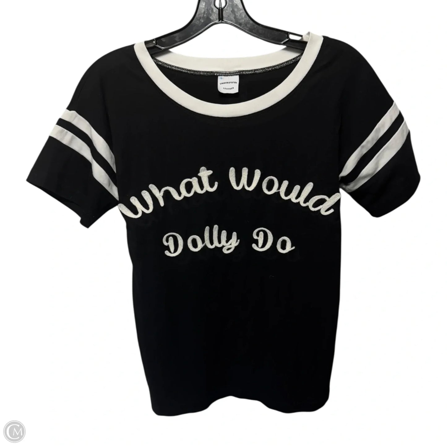 Top Short Sleeve By understated leather  In Black & White, Size: Xs