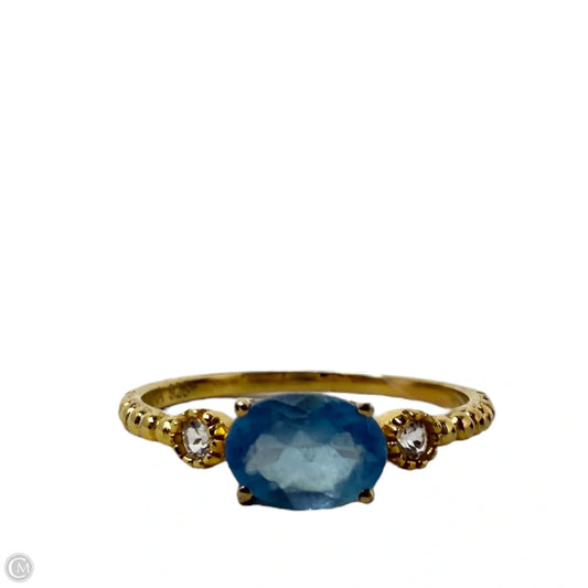 London Blue & White Topaz Gold Over Sterling Silver Ring, Size: 8
