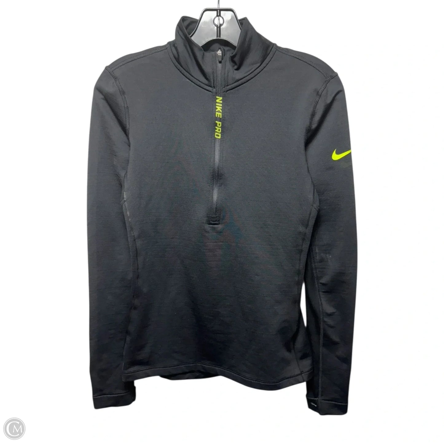 Athletic Top Long Sleeve Collar By Nike Apparel In Black, Size: S