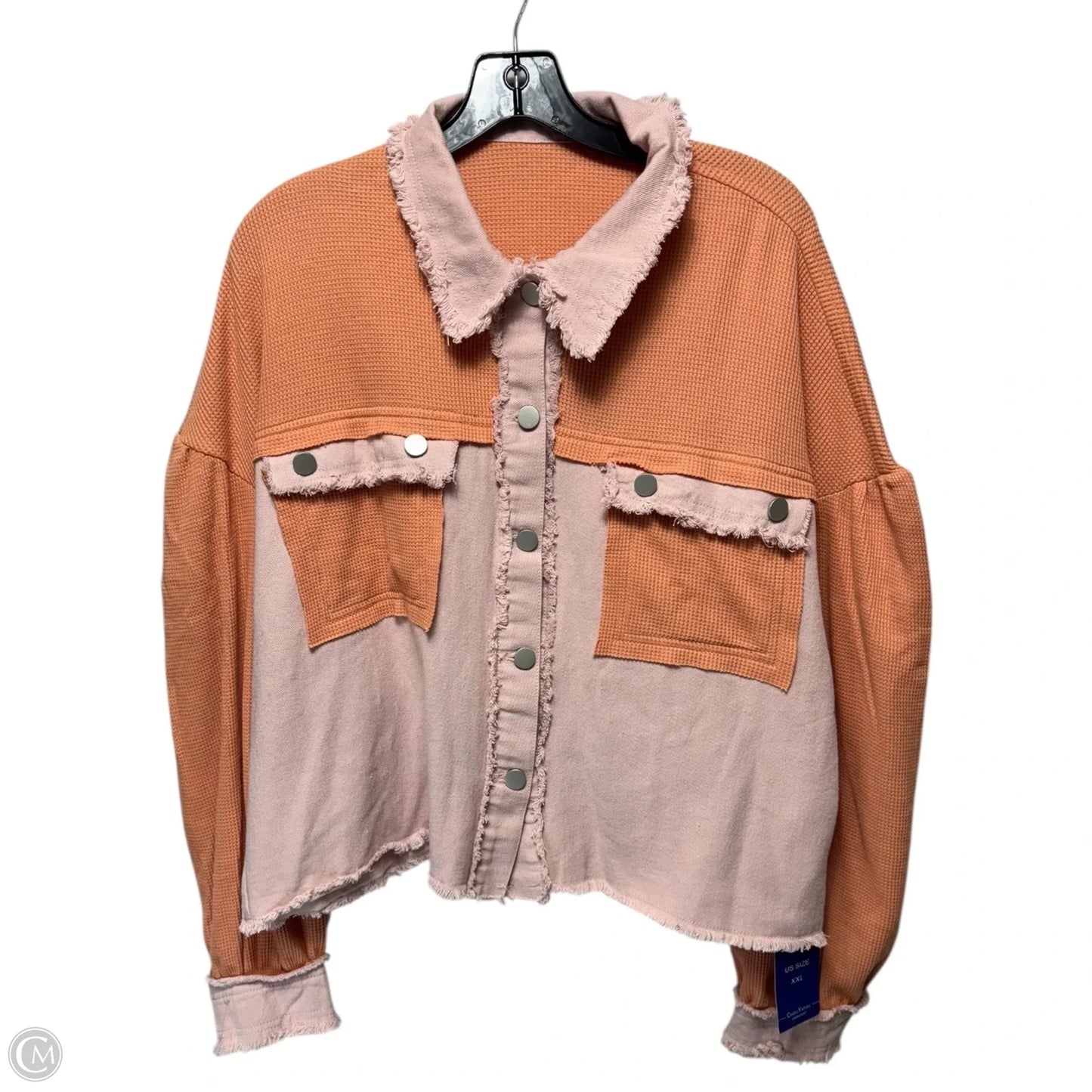 Jacket Shirt By Chou Yatou In Orange & Pink, Size: Xxl