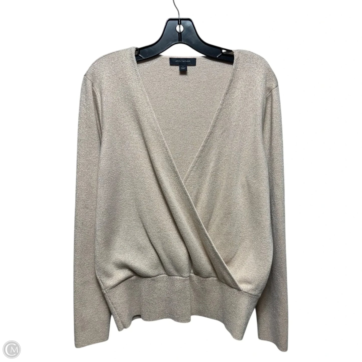 Metallic Sweater By Ann Taylor In Rose Gold, Size: L