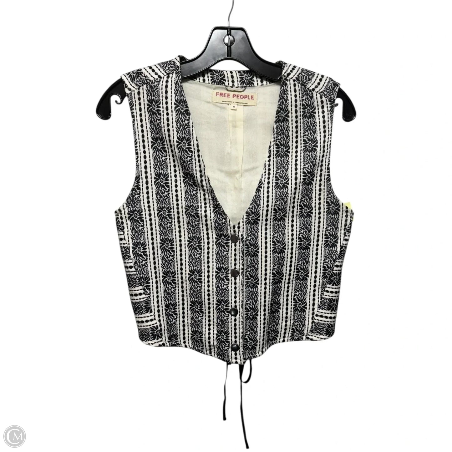 Embroidered Corset Back Vest By Free People In Black & Cream, Size: M