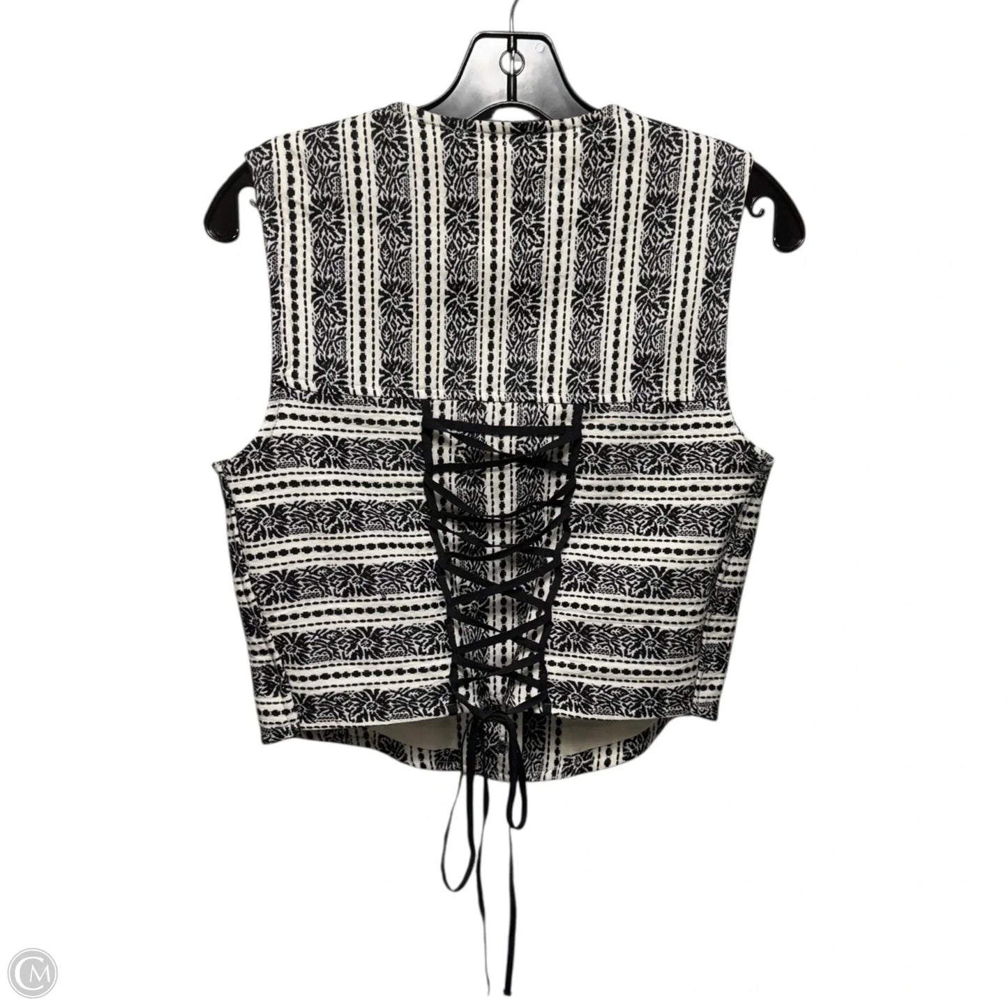 Embroidered Corset Back Vest By Free People In Black & Cream, Size: M