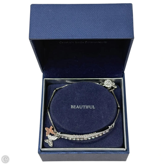 Sterling Silver & Swarovski Crystal Adjustable Butterfly Bar Bracelet By Brilliance