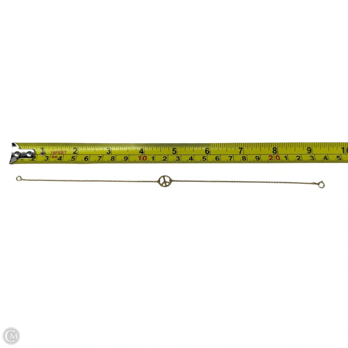 Gold Over Sterling Silver Peace Symbol Charm Pendant Anklet