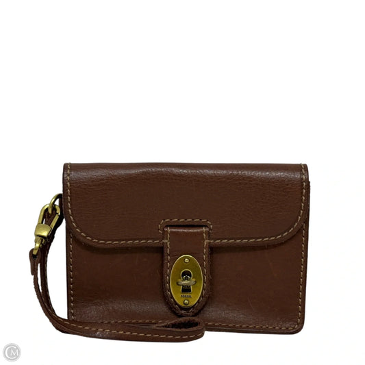 Austin Leather Wristlet By Fossil, Size: Medium