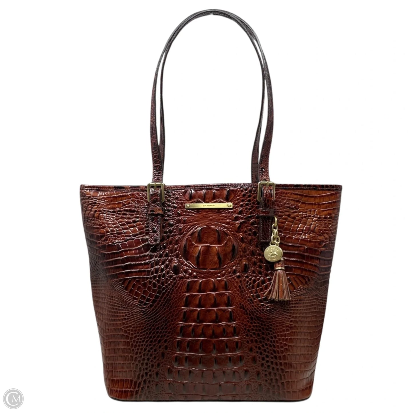Asher Tote In Pecan Melbourne Designer By Brahmin, Size: Medium