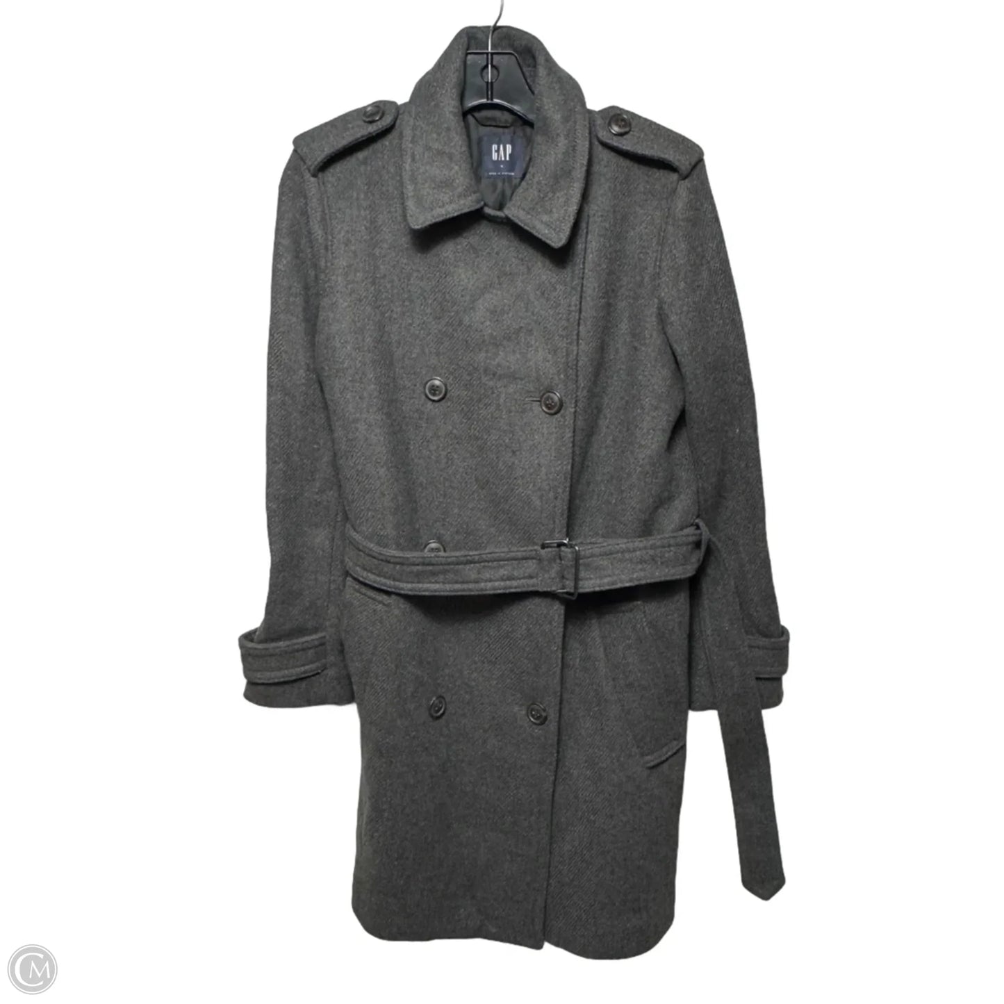 Coat Wool Blend By Gap In Grey, Size: S