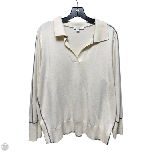 Contrast Stitch Sweater By Chicos In Cream, Size: Xxl