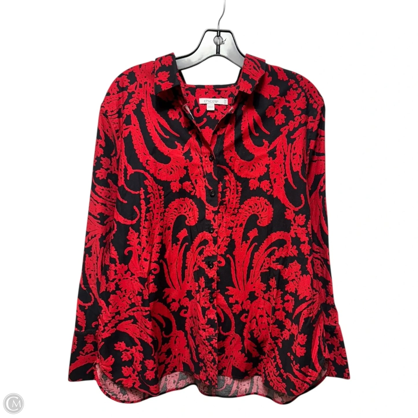 Top Long Sleeve By Chicos In Blue & Red, Size: 18