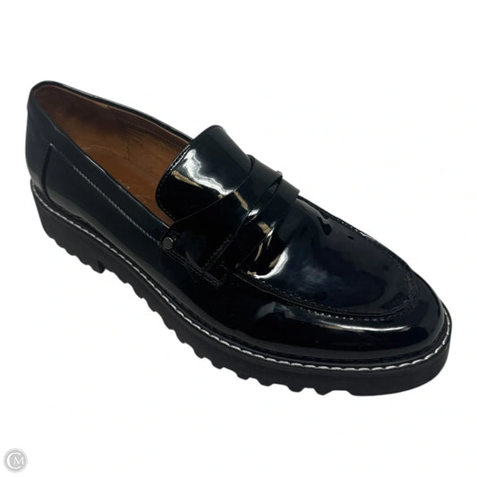 Patent Loafers Shoes Flats By Franco Sarto In Black, Size: 8.5
