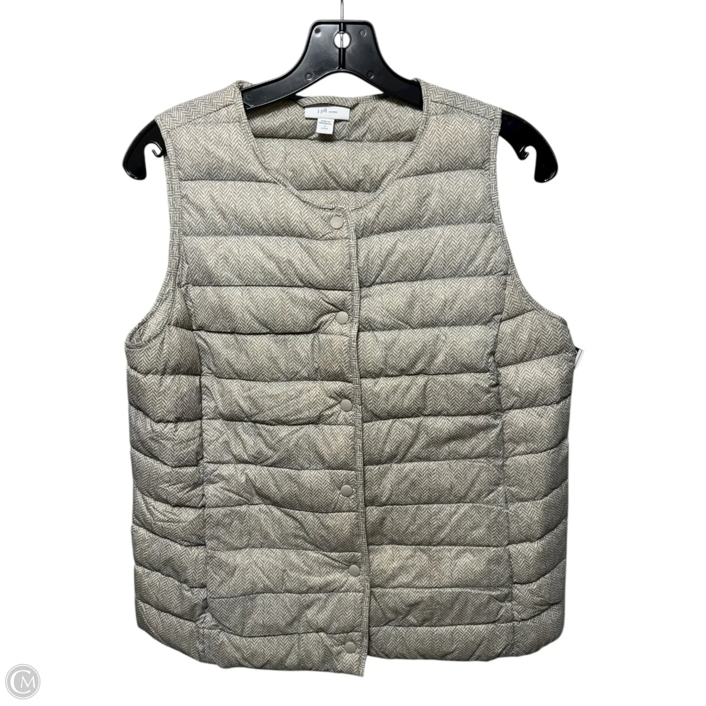 Herringbone Print Puffer Vest By J. Jill In Soapstone, Size: Sp