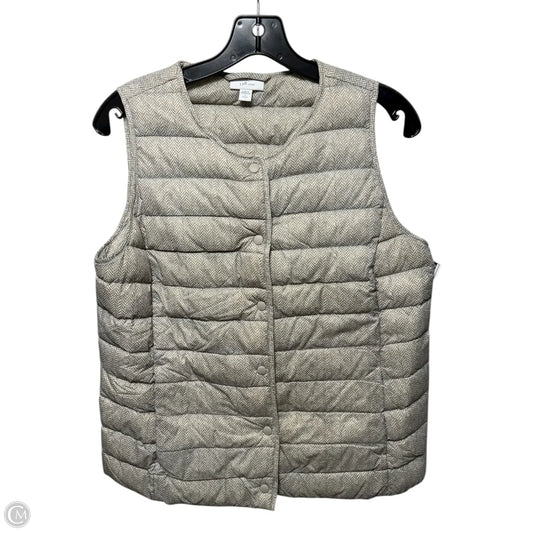 Herringbone Print Puffer Vest By J. Jill In Soapstone, Size: Sp