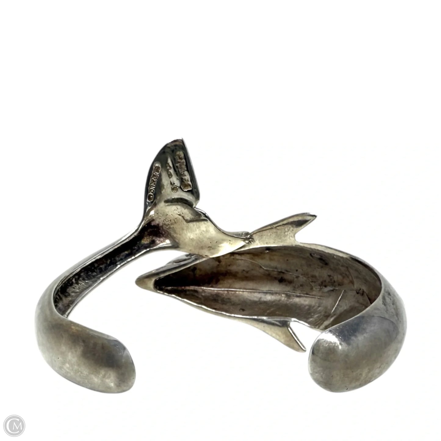 Vintage Made In Mexico Sterling Silver Dolphin Cuff Bracelet