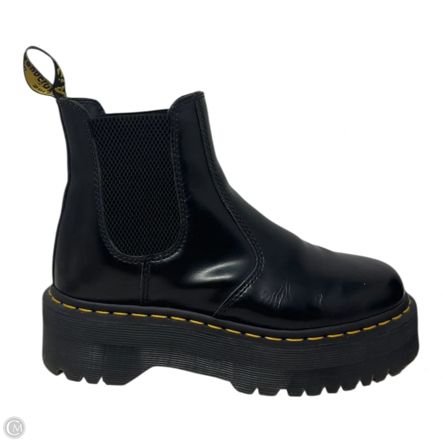 Quad Platform Chelsea Boots Ankle Flats By Dr Martens In Black, Size: 7