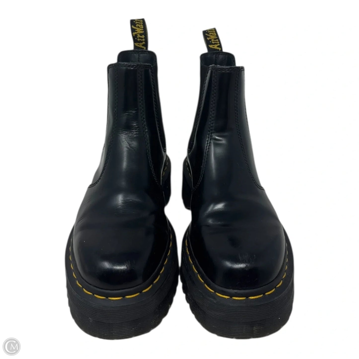 Quad Platform Chelsea Boots Ankle Flats By Dr Martens In Black, Size: 7