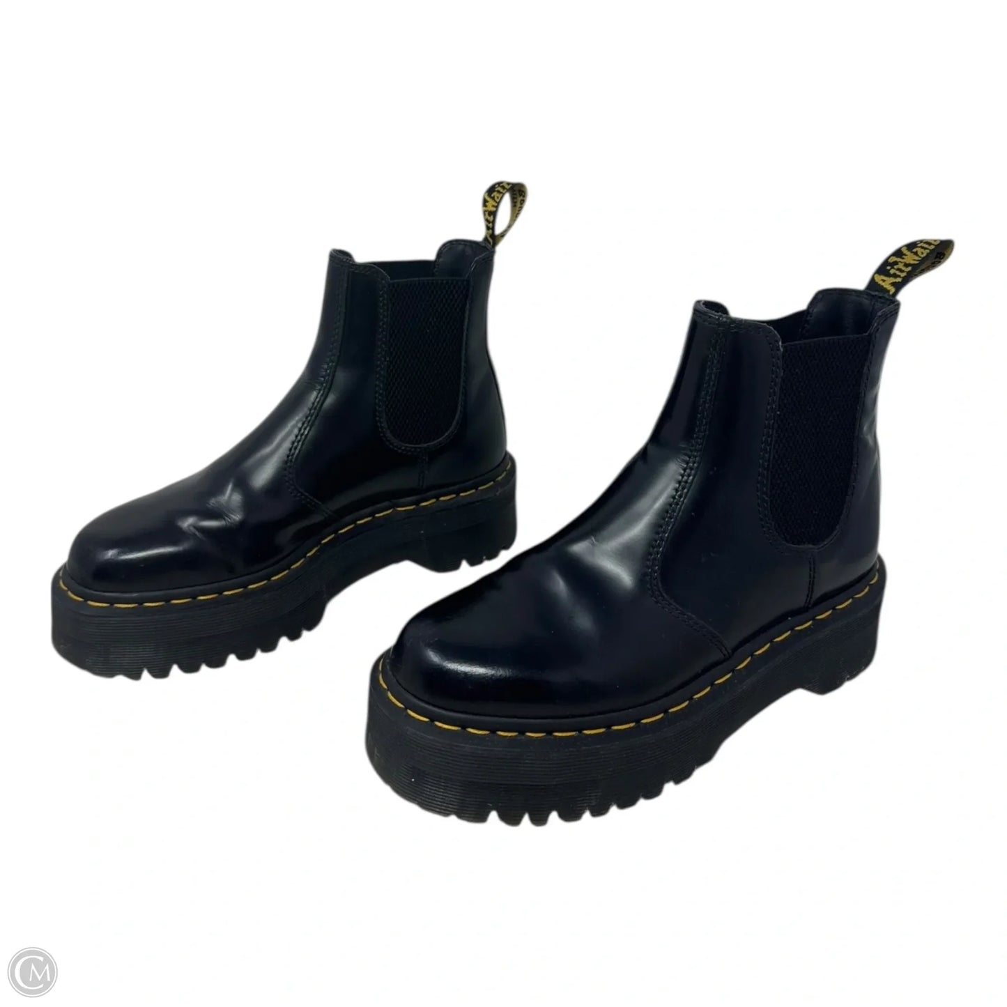 Quad Platform Chelsea Boots Ankle Flats By Dr Martens In Black, Size: 7