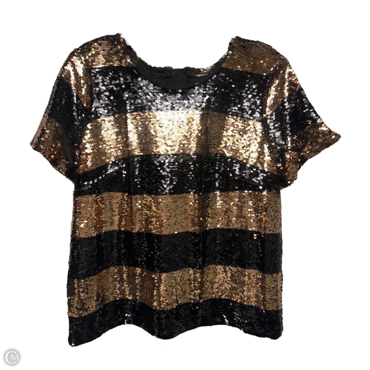 Sequin Top Short Sleeve By Maeve In Striped Pattern, Size: S