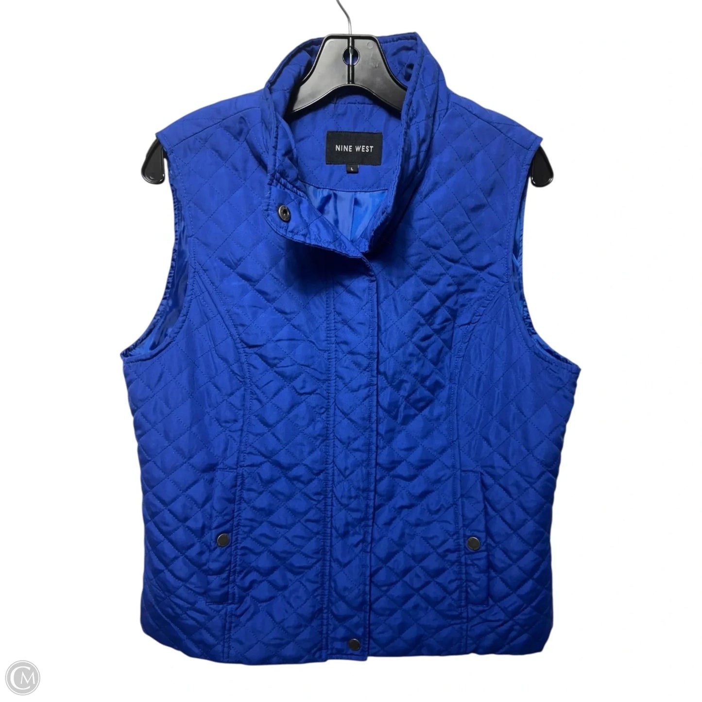 Vest Puffer & Quilted By Nine West In Blue, Size: L