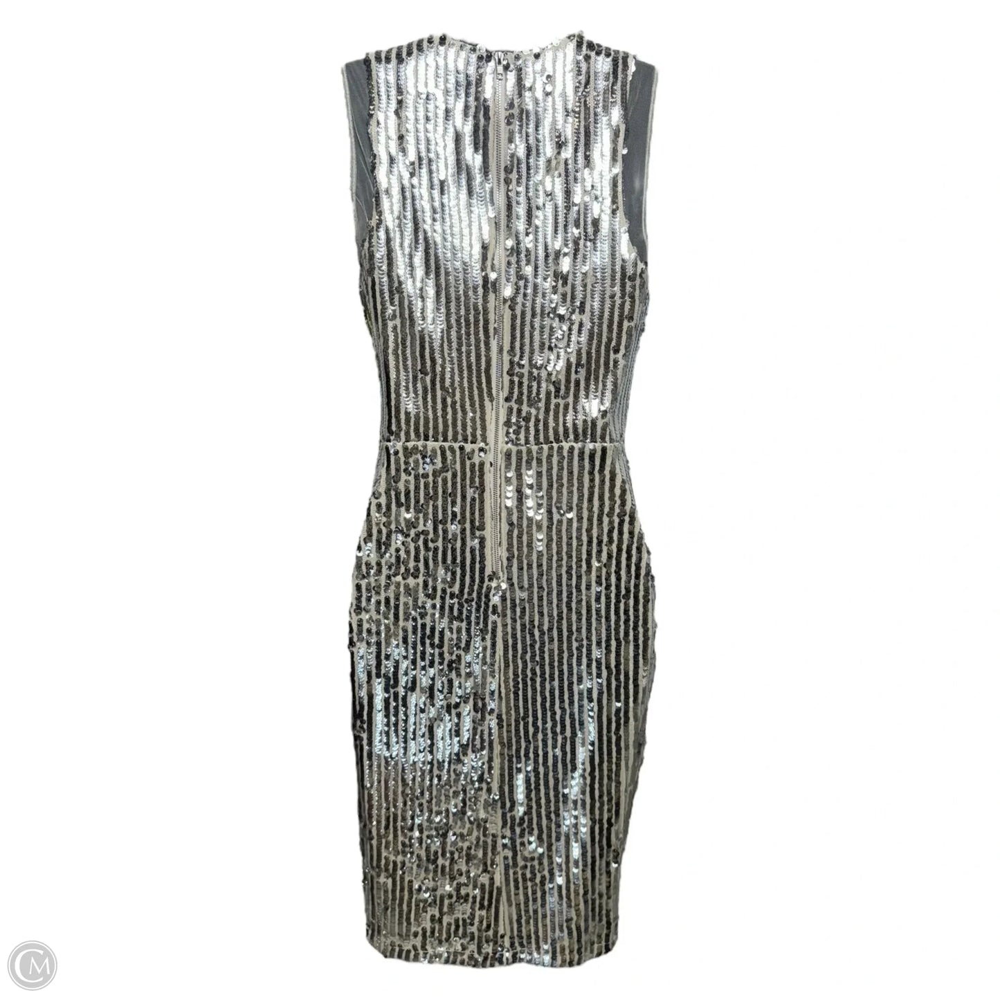 Alexis Sequin Mesh Trim Dress Party Midi By Gianni Bini In Silver, Size: XS