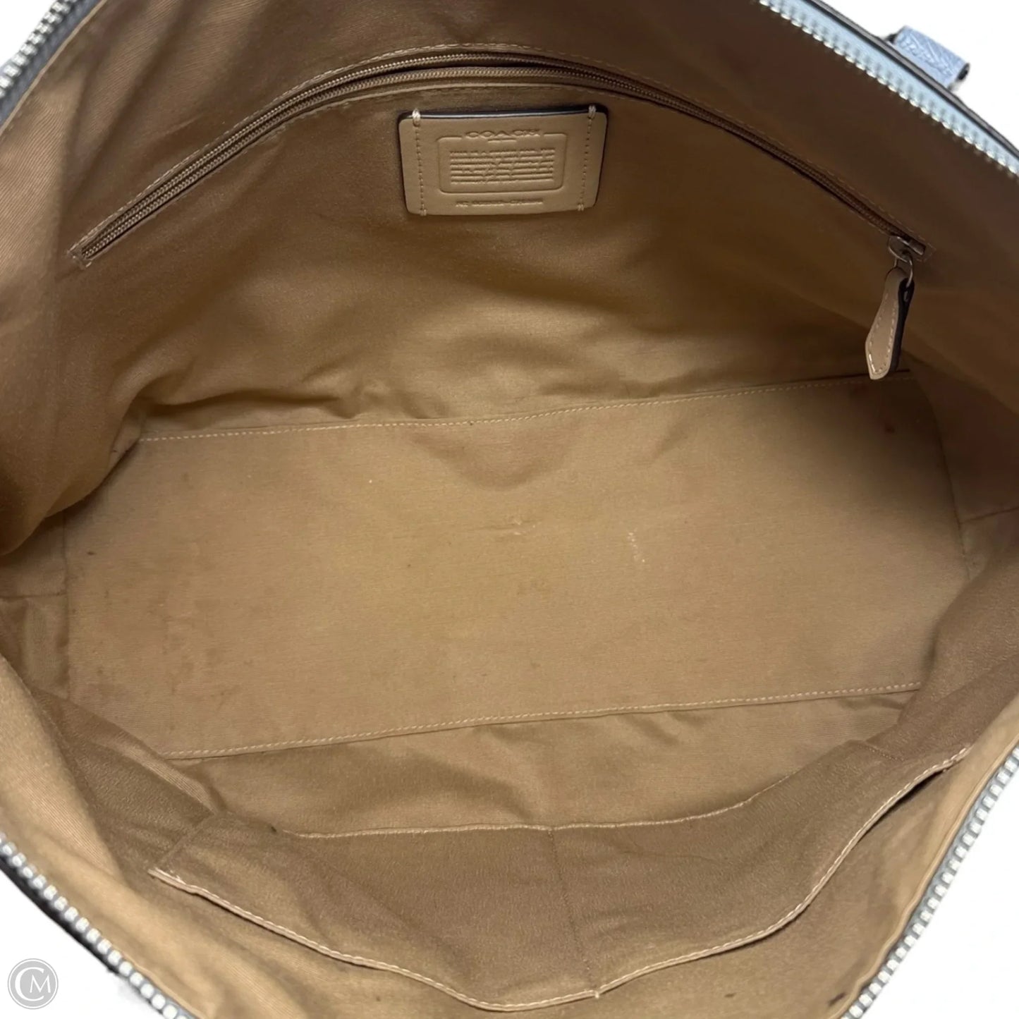 Gallery Tote Leather Handbag Designer By Coach, Size: Medium