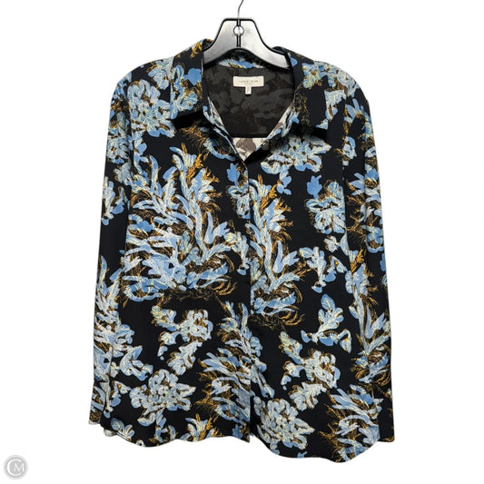 Scottie Abstract-Print Button-Down Blouse Designer By Lafayette 148 In Multi-colored, Size: L