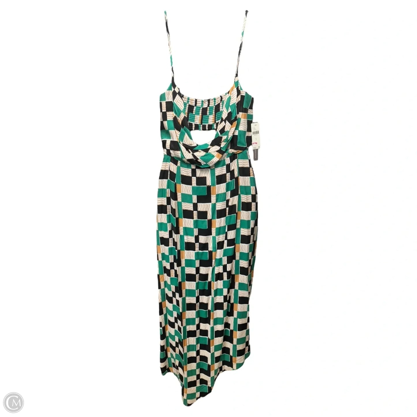 Sleeveless Draped-Back Asymmetric Slip Midi Dress By Anthropologie In Multi-colored, Size: 6