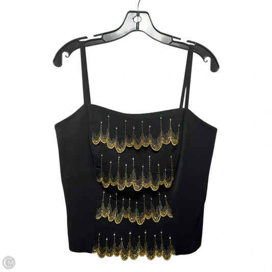 Vintage Beaded Top Sleeveless By Mariella Ferretti In Black & Gold, Size: 12