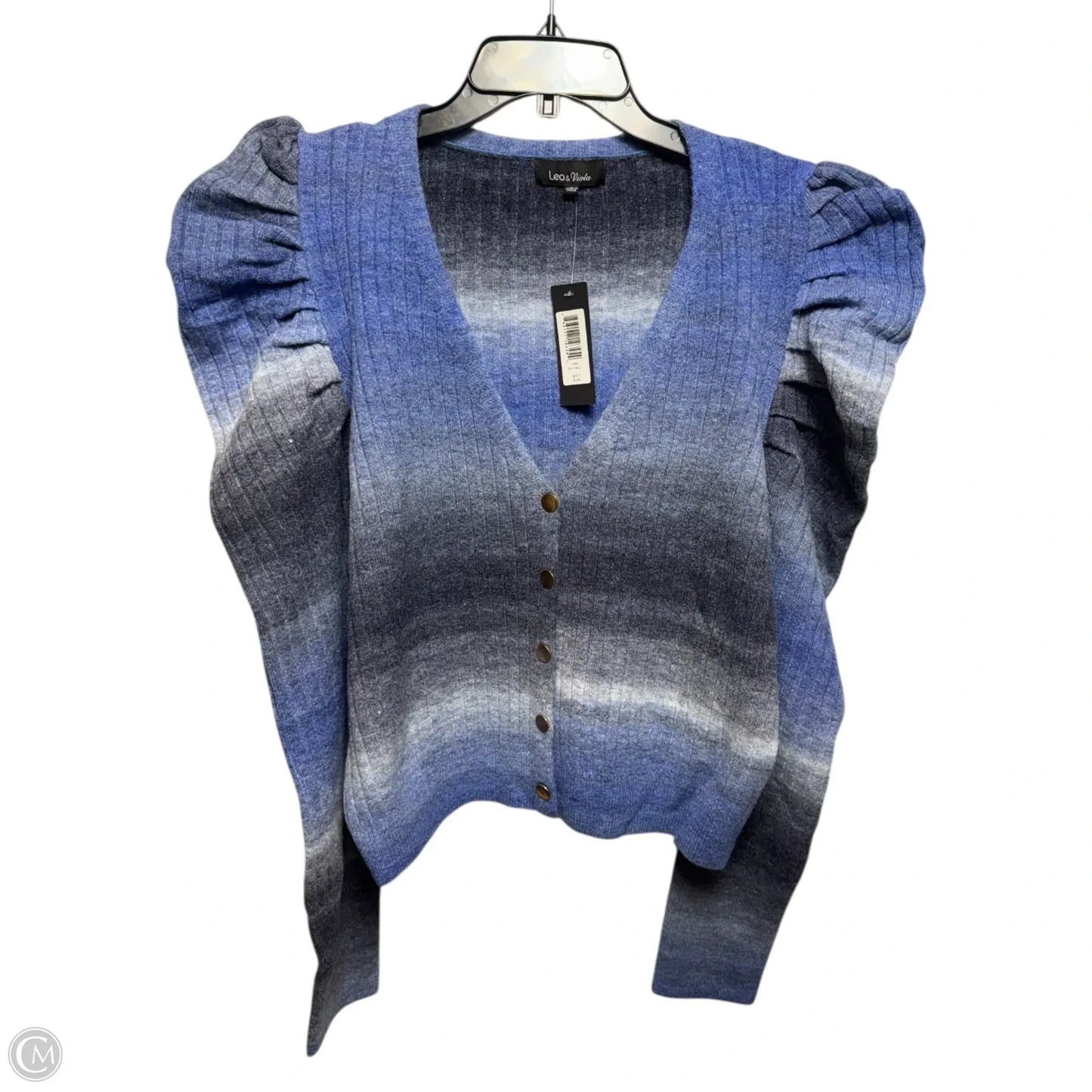 Sweater Cardigan By Leo & Viola In Ombre Print, Size: L