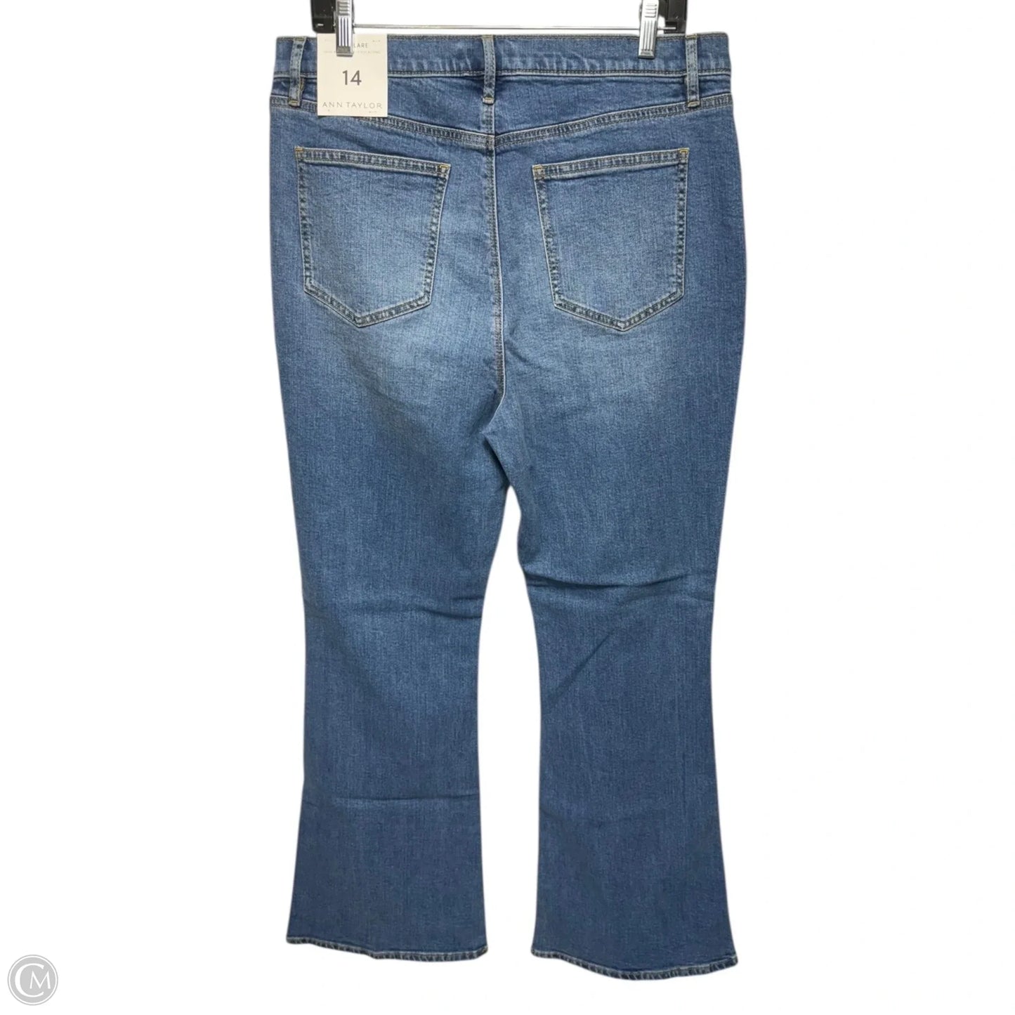 High Rise Perfect Pocketing Jeans Flared By Ann Taylor In Blue Denim, Size: 14