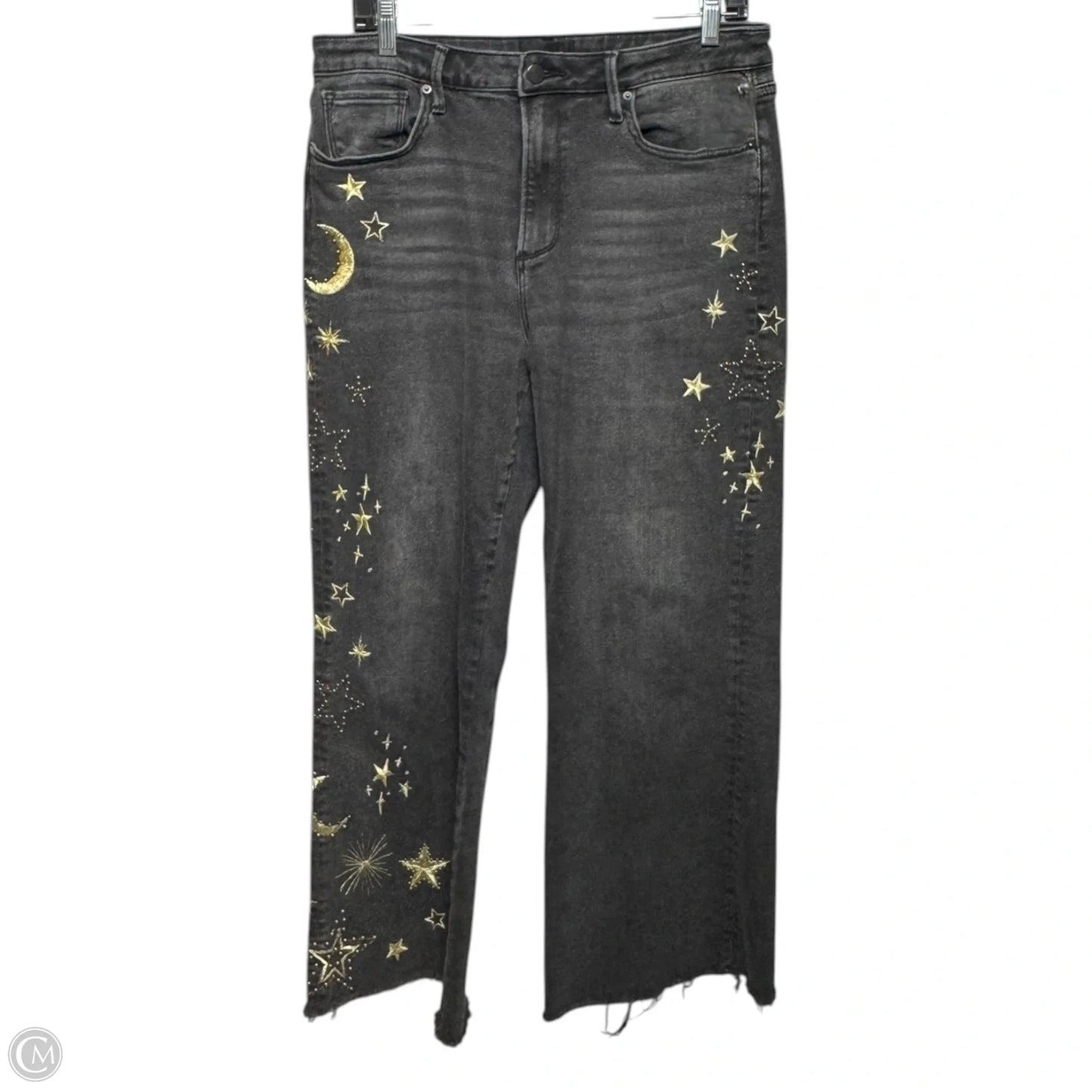 Jeans Wide Leg By Driftwood In Black & Gold, Size: 8, 29W/32L