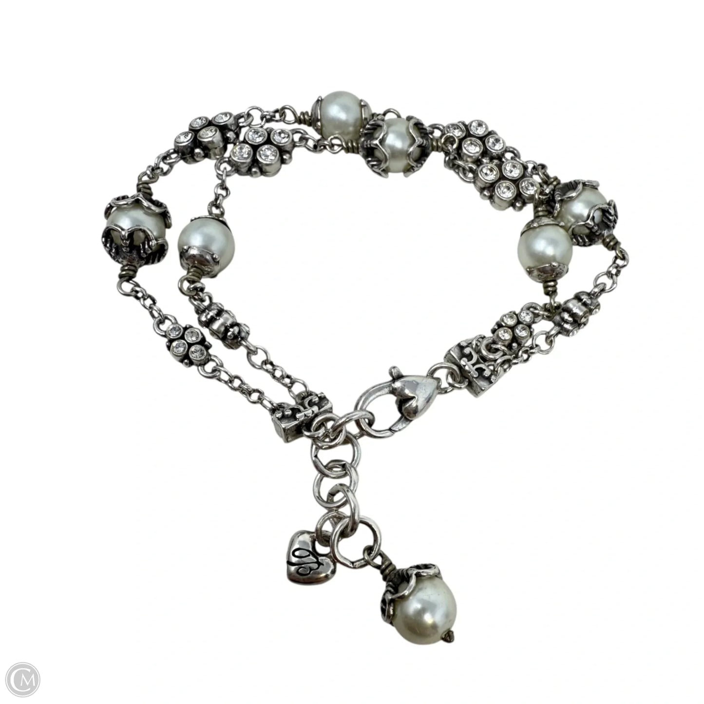 Retired Atma Pearls Silver Tone Double Strand Bracelet. By Brighton