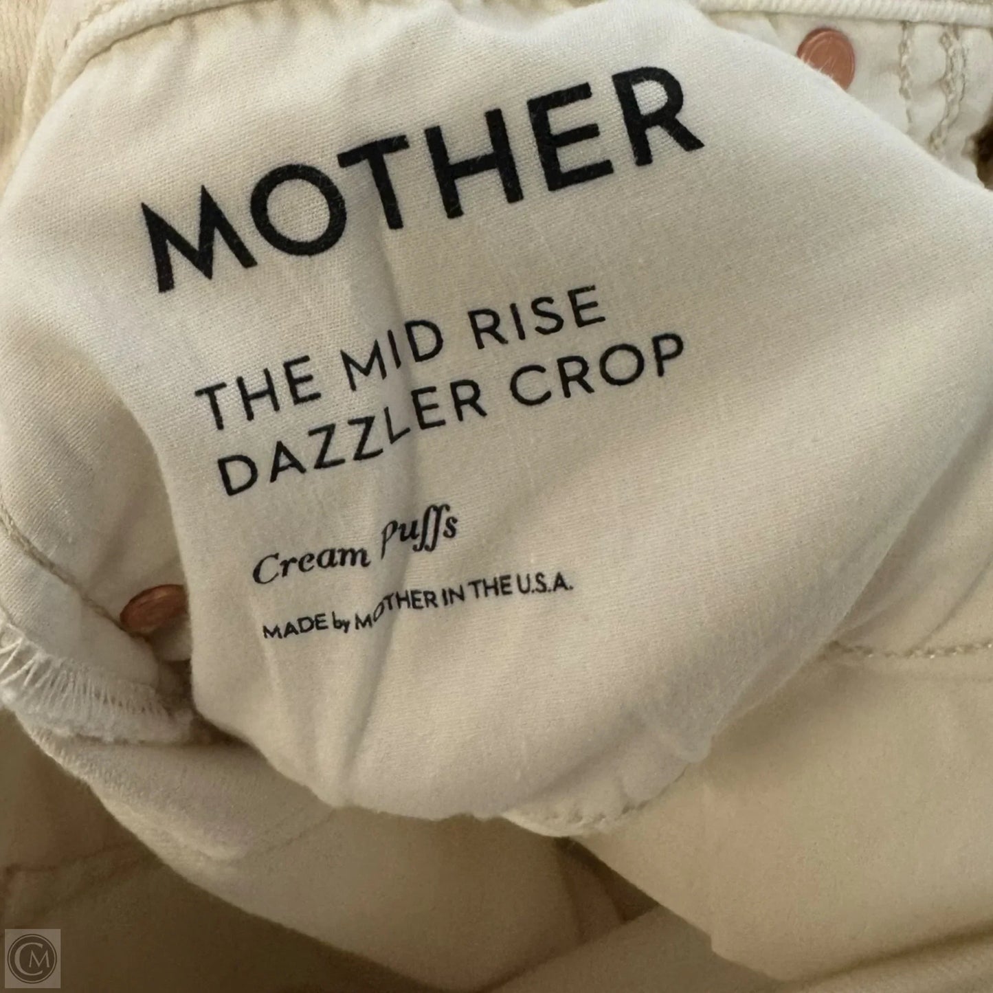 The Mid Rise Dazzler Crop Jeans By Mother In Cream Puffs, Size: 2