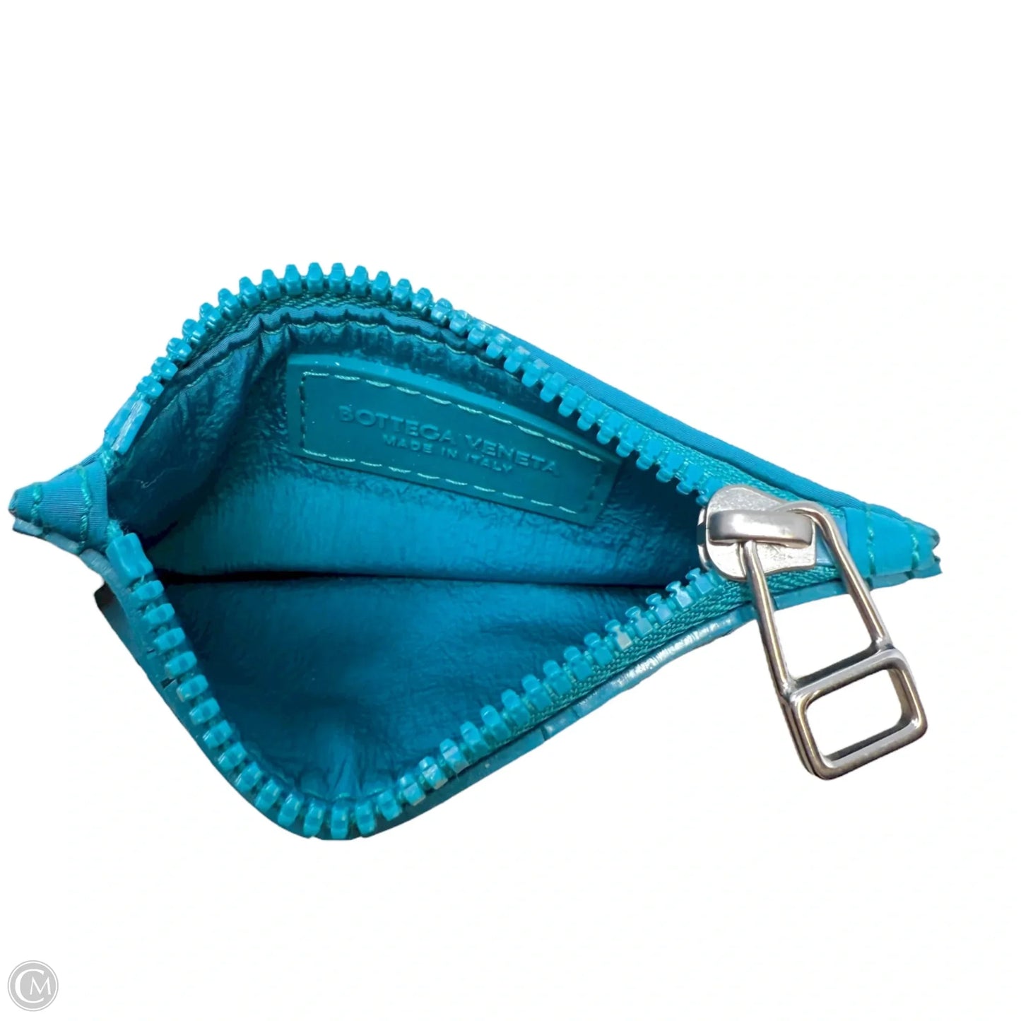 Zipped Card Case In Intrecciato Rubber & Cotton Wallet Luxury Designer By Bottega Veneta, Size: Small