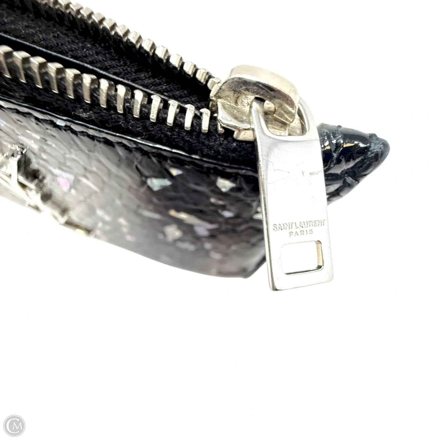 Fragments Glitter Python Card Case In Black Luxury Designer By Yves Saint Laurent, Size: Small