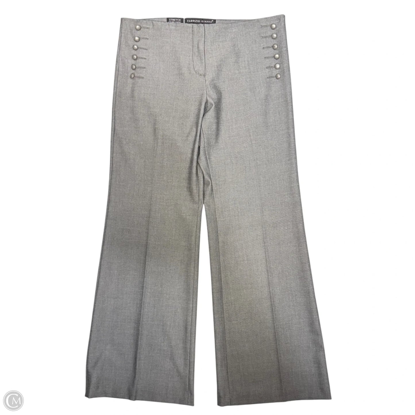 Comfort Stretch Sailor Front Trousers By Fabrizio Gianni In Grey, Size: 12