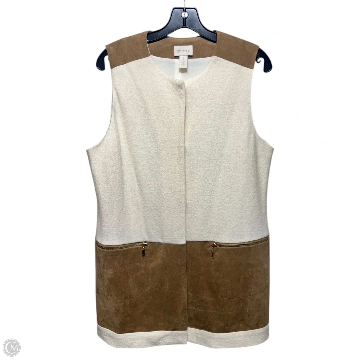 Vest Other By Chicos In Cream & Tan, Size: M