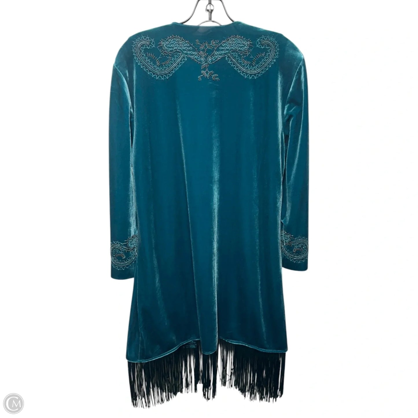 Velvet Beaded Kimono By Chicos In Teal, Size: L