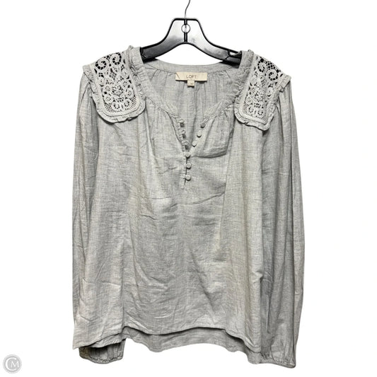 Blouse Long Sleeve By Loft In Grey, Size: L