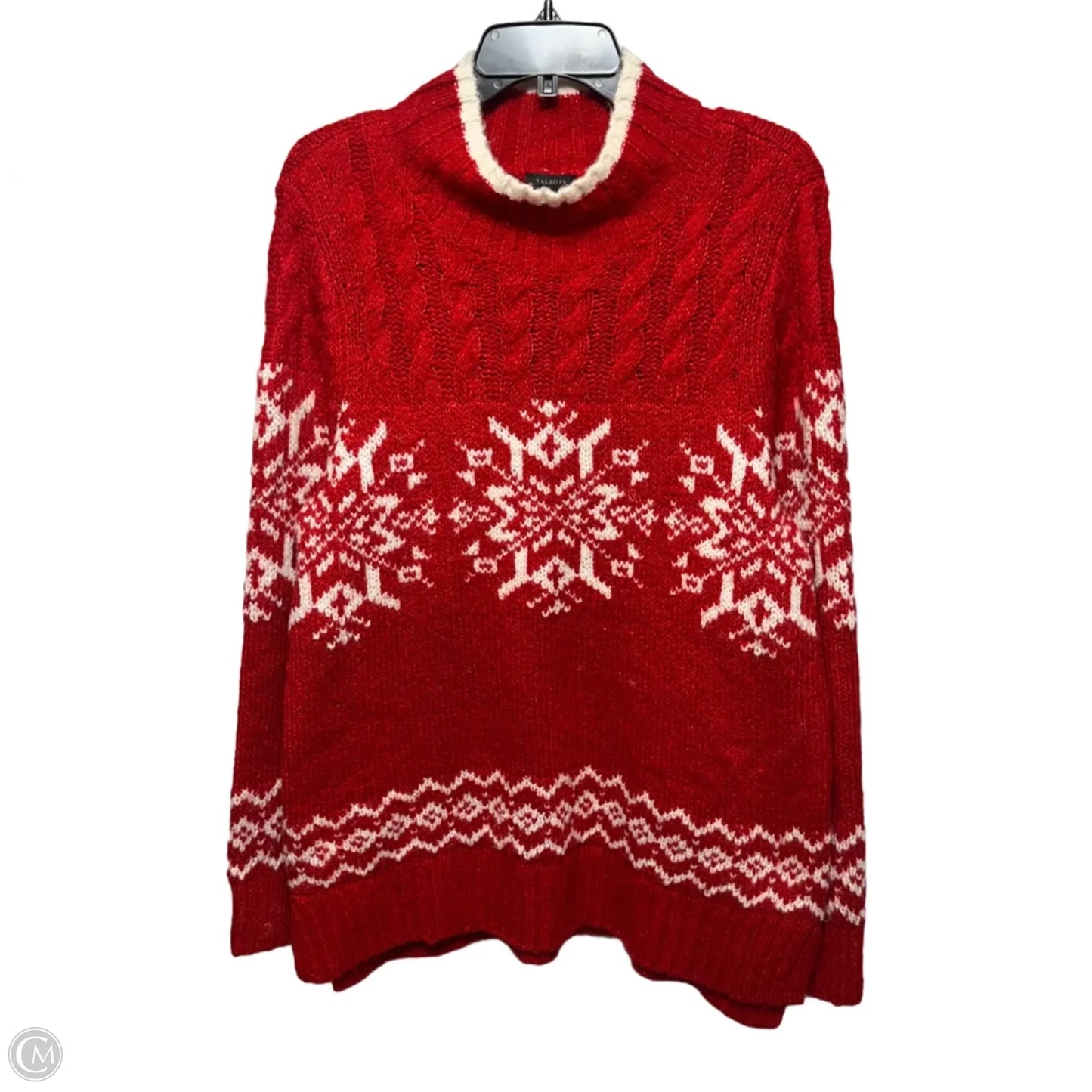 Snowflake Sweater By Talbots In Red & White, Size: L