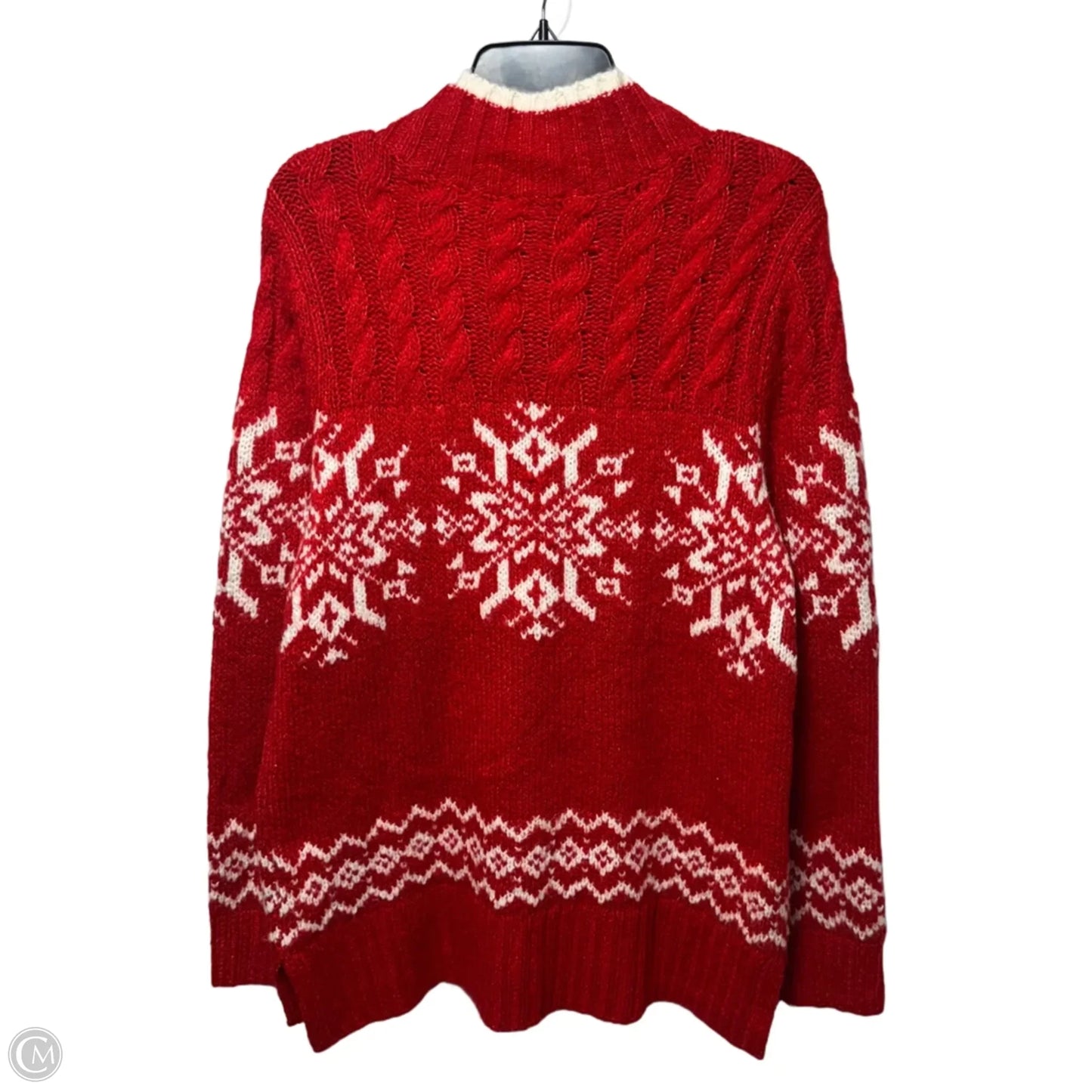 Snowflake Sweater By Talbots In Red & White, Size: L
