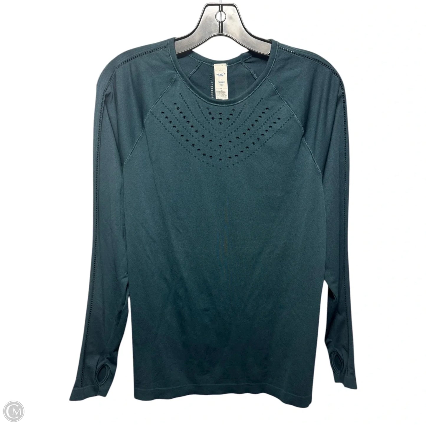Eyelet Athletic Top Long Sleeve Crewneck By Old Navy In Teal, Size: L