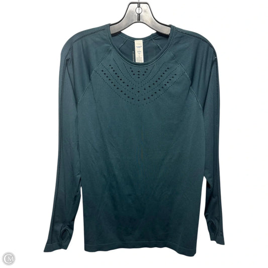 Eyelet Athletic Top Long Sleeve Crewneck By Old Navy In Teal, Size: L